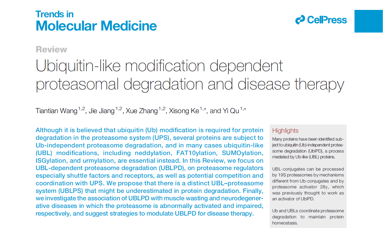 交叉科学研究院柯细松团队提出类泛素化-蛋白酶体系统